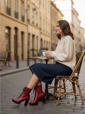 Gianvito Rossi Red Lace-Up Leather Boots